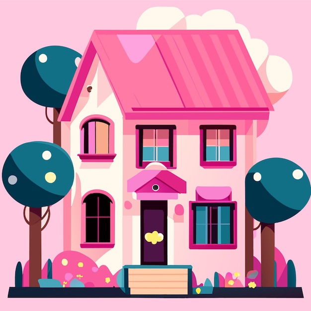 Vector schattig roze huis