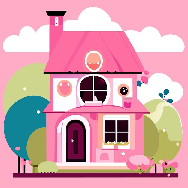 schattig roze huis