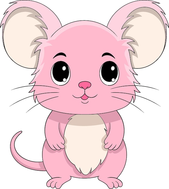 schattig roze muis personage met brede oren