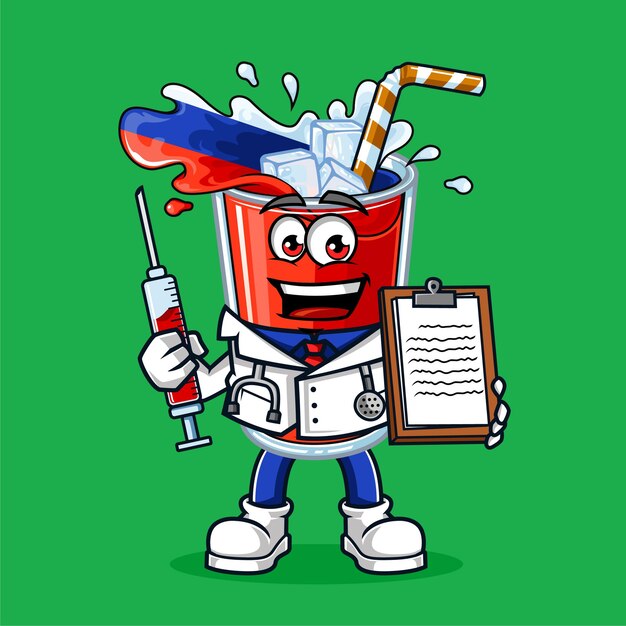 Schattig Rusland drankje vlag injectie arts mascotte vectorillustratie