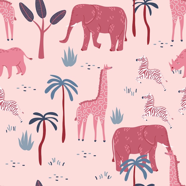 Schattig safari wild dier naadloze patroon vector illustratie eps10 ontwerp voor mode stof textiel behang dekking web inwikkeling