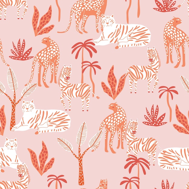 Schattig safari wild dier naadloze patroon vector illustratie eps10 ontwerp voor mode stof textiel behang dekking web inwikkeling