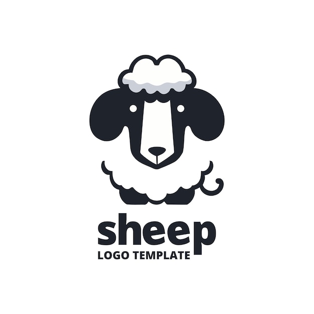 Schattig Schaap Karakter Schaap Mascotte Schaap Minimal Logo Template