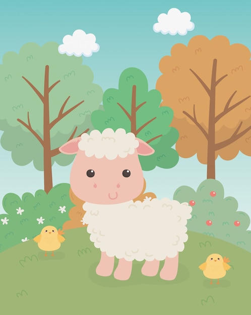 Schattig schapen dieren boerderij karakter