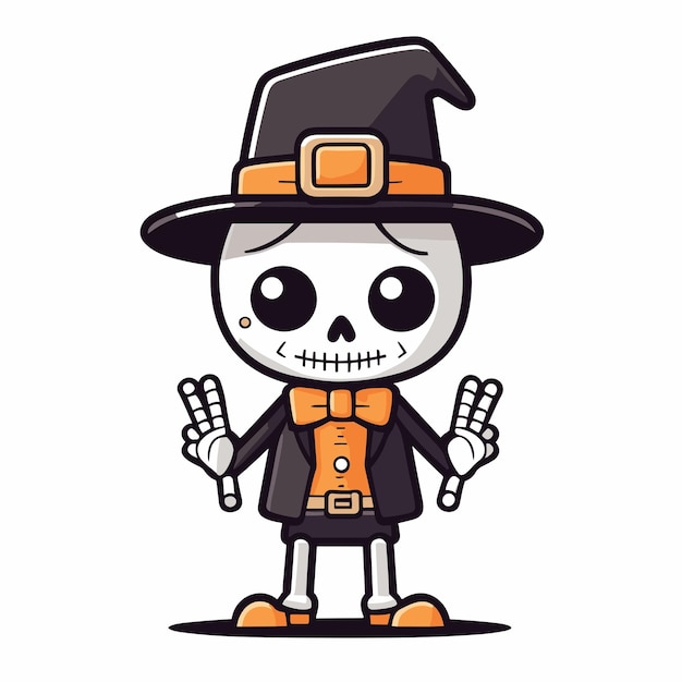 Vector schattig skelet halloween digitale kunst