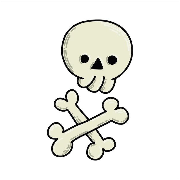 schattig skelet schedel en botten grappige tekenfilms 30s halloween vakantie