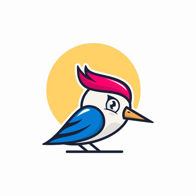 Vector schattig specht vogel mascotte logo