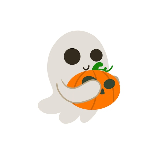 Schattig spook bedrijf pompoen voor halloween Vector illustratie afbeelding geïsoleerd op een witte achtergrond