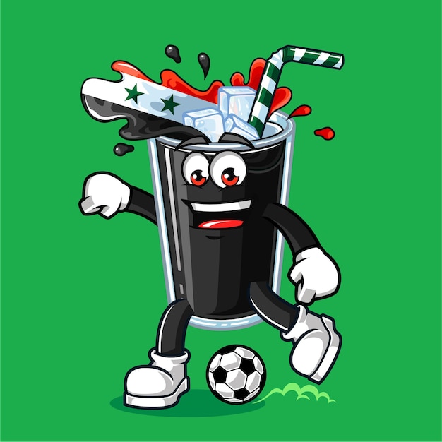 Schattig syrië drinken vlag voetballen mascotte vectorillustratie