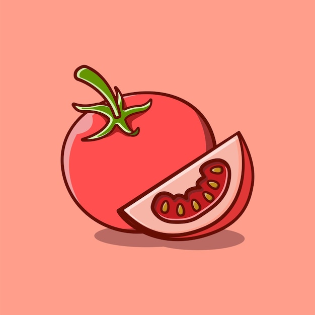 schattig tomaat fruit cartoon illustratie concept op geïsoleerde achtergrond