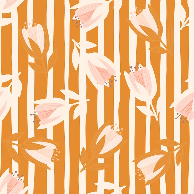 Schattig tulp bloemen naadloos patroon wildflower botanisch ontwerp decoratief bloemenornamentbehang