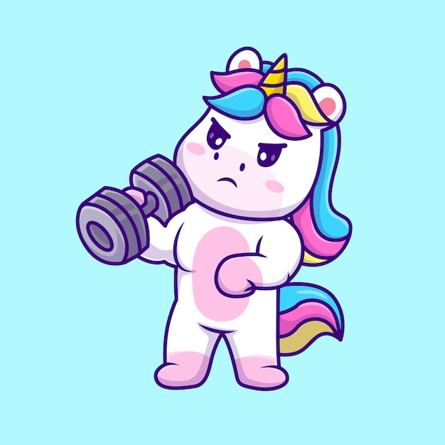 Schattig unicorn opheffing halter cartoon vectorillustratie pictogram. dierlijke sport pictogram concept geïsoleerd