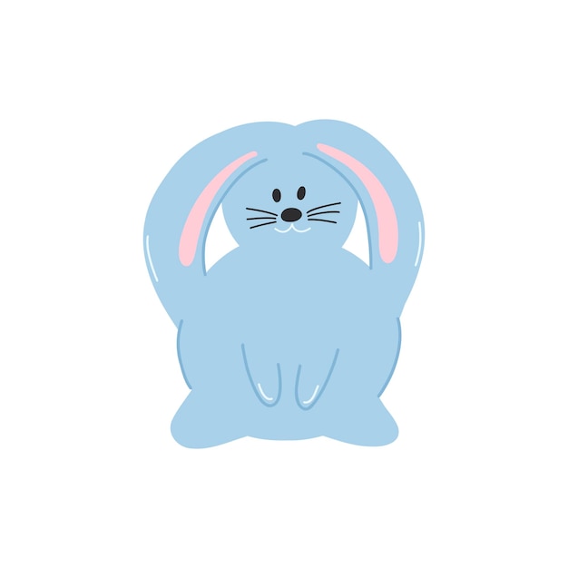 Schattig vector blauw konijn in cartoon stijl schattige dieren konijntjes paashaas