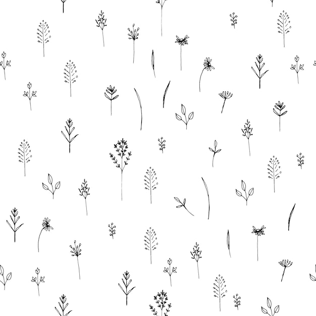 Schattig vector naadloos patroon met eenvoudige bloemen voor ontwerp