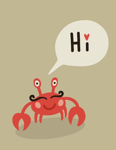 Schattig vectorillustratie met Crab saing Hi