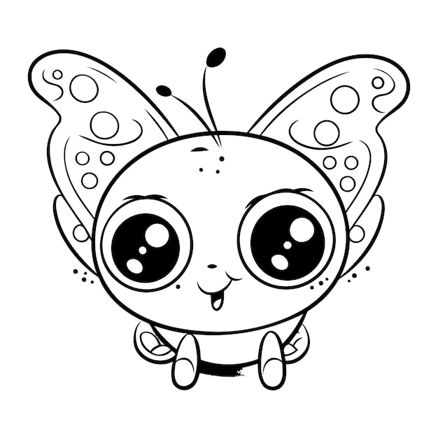 Schattig vlinder cartoon ontwerp Kawaii uitdrukking schattig personage grappig en emoticon thema Vector illustratie