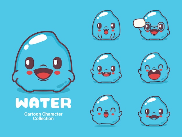 Schattig water cartoon karakter vectorillustratie