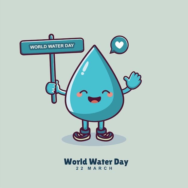 Schattig waterdruppel stripfiguur wereld water dag banner te houden