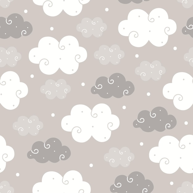 Vector schattig wolken naadloos patroon. vectorillustratie, ontwerp voor scrapbooking, textiel, kaarten, kinderkamer