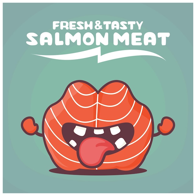 Schattig zalm vlees cartoon Sashimi Japans eten vectorillustratie