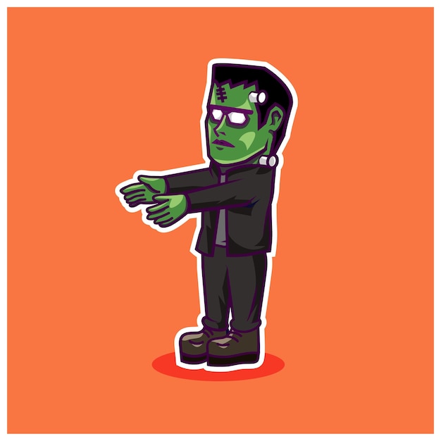 Vector schattig zombie halloween vectorkarakterontwerp