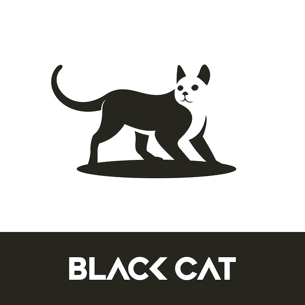 schattig zwart kattensilhouet-logo