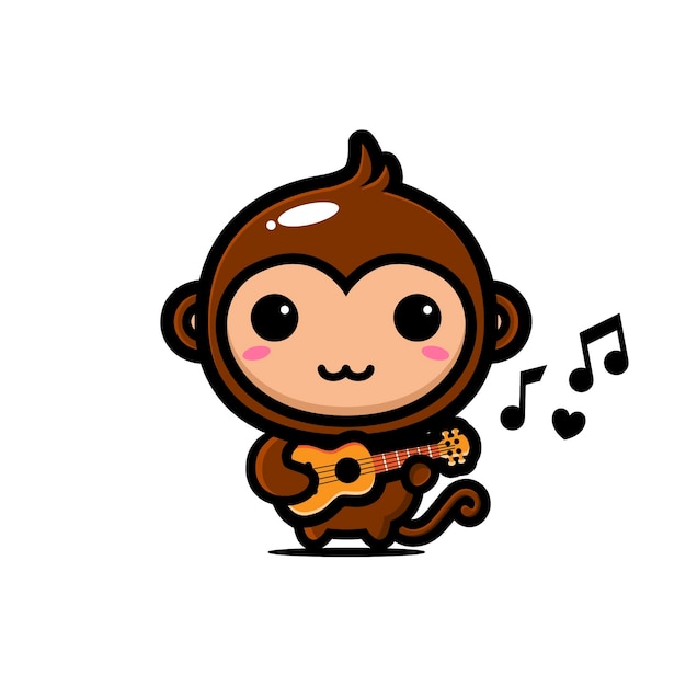 schattige aap die de ukelele speelt