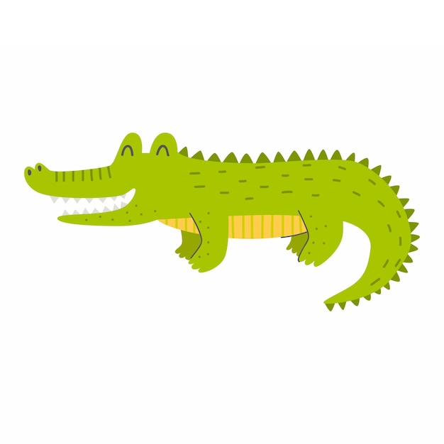 Schattige alligator op een witte achtergrond vector kinderachtige illustratie