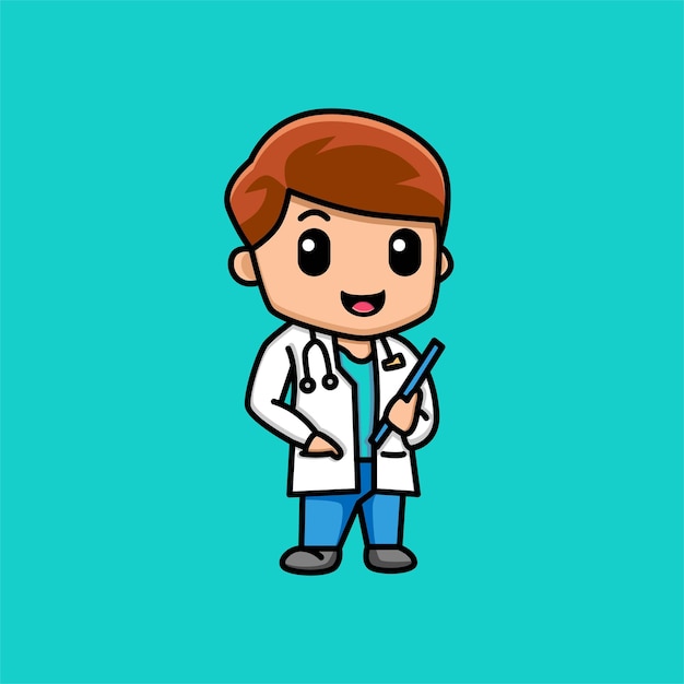 Schattige arts karakter cartoon afbeelding