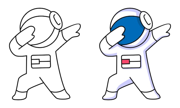 Vector schattige astronaut dabbing kleurplaat voor kinderen