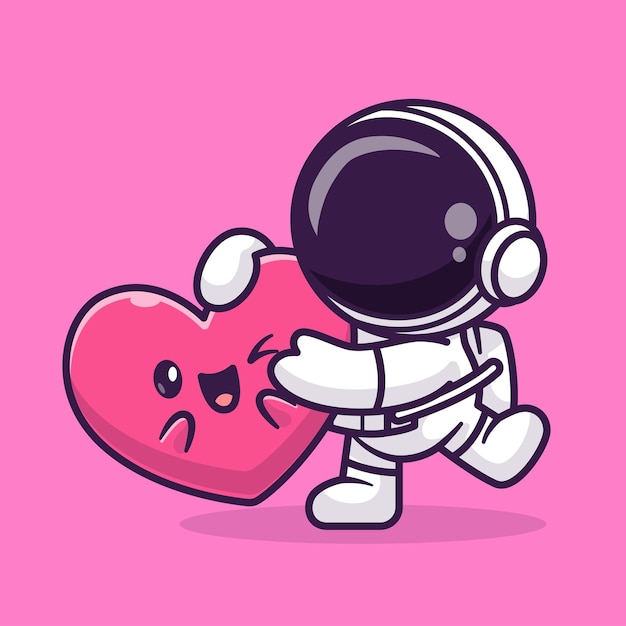 Schattige astronaut houden schattige liefde hart cartoon vector pictogram illustratie wetenschap technologie geïsoleerd