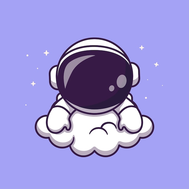 Schattige astronaut lag op wolk cartoon vector pictogram illustratie wetenschap technologie pictogram geïsoleerd plat