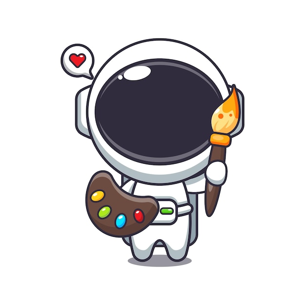 schattige astronaut schilder cartoon vectorillustratie