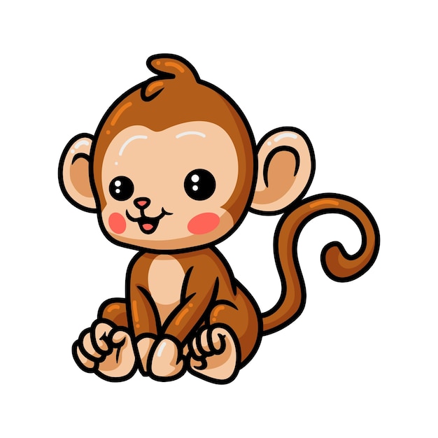 Schattige baby aap cartoon zitten