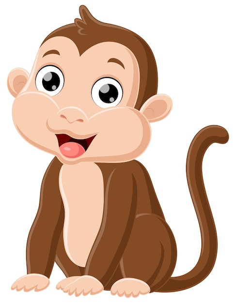 Schattige baby aap cartoon zitten