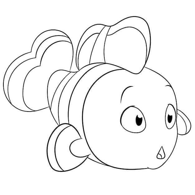 Schattige baby anemoonvis. Cartoon kleurboek pagina voor kinderen.