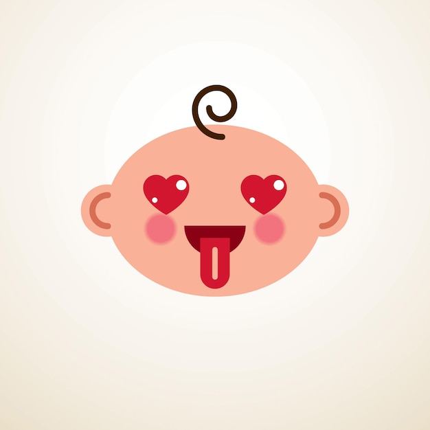 Schattige baby cartoon vector platte pictogram, schattig blij en glimlachend tong kind emoji tonen.