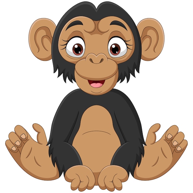 Schattige baby chimpansee cartoon zitten