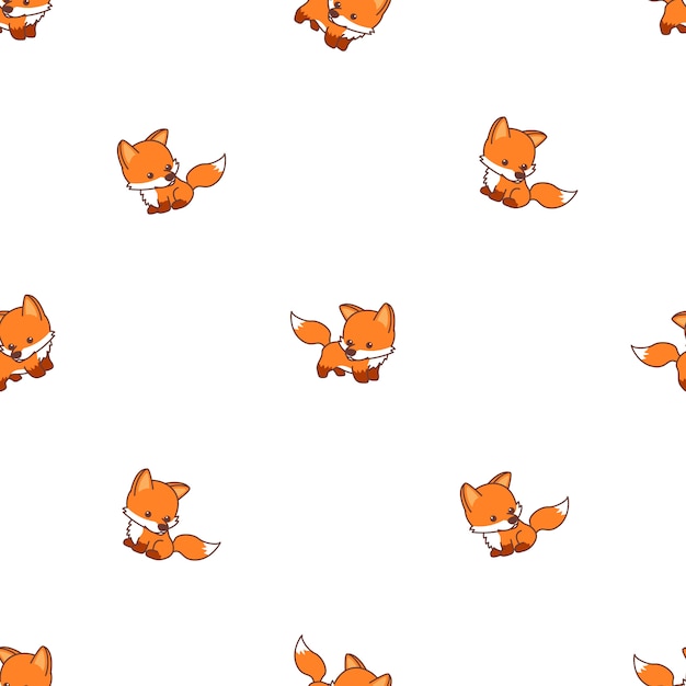 Schattige baby fox cartoon naadloze patroon