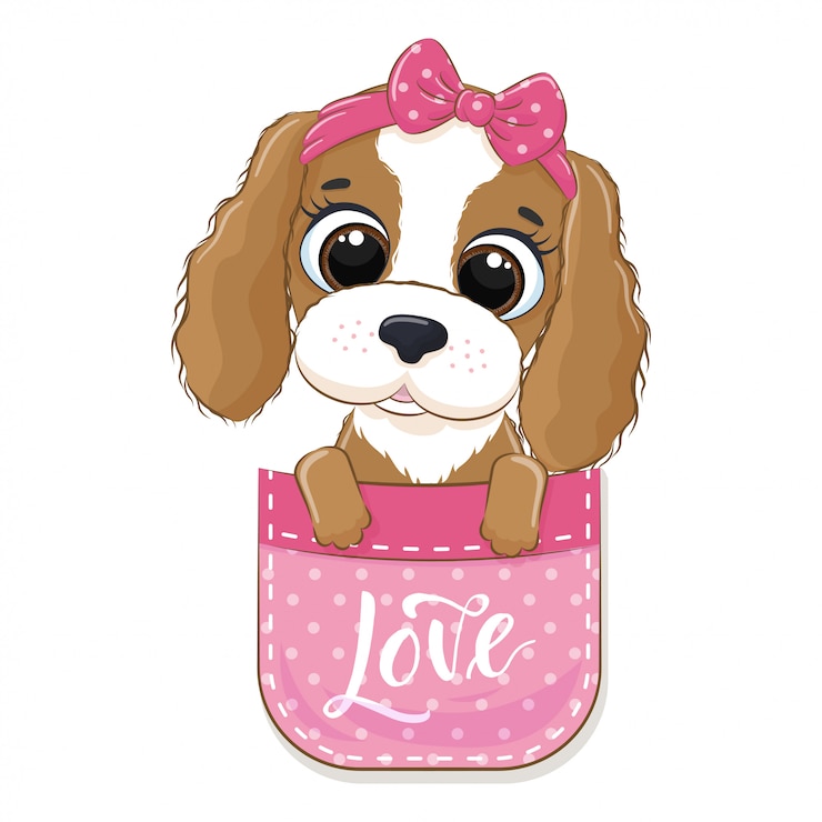Vector schattige baby hond in zak.