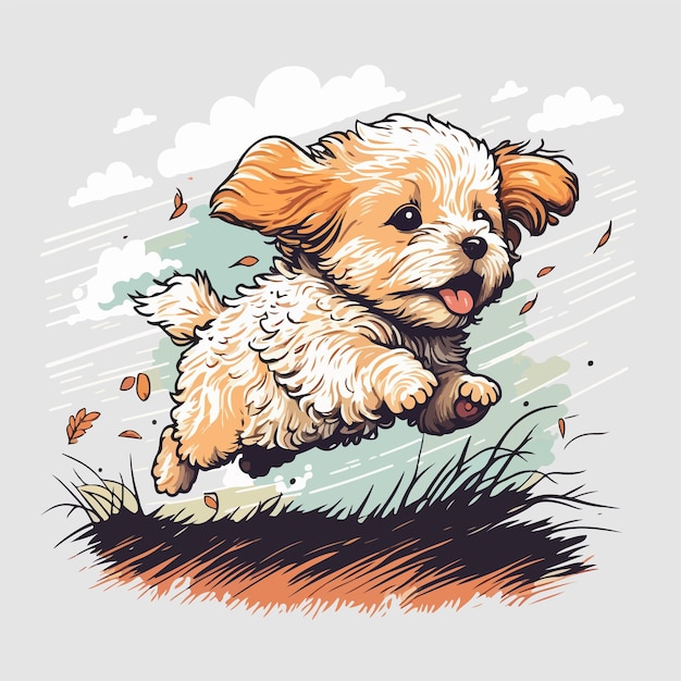 Schattige baby hond spelen illustratie cartoon