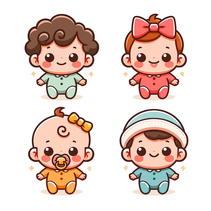 Vector schattige baby illustratie collectie set