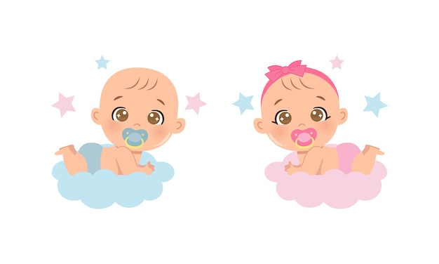 Schattige baby jongen en meisje geslacht onthullen clipart