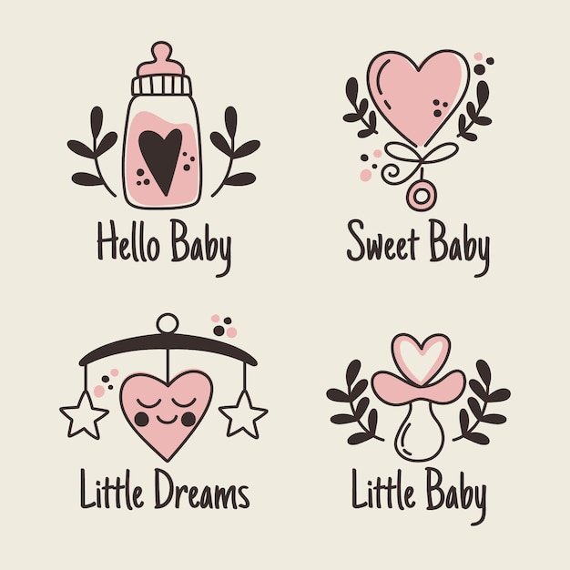 Schattige baby logo pack