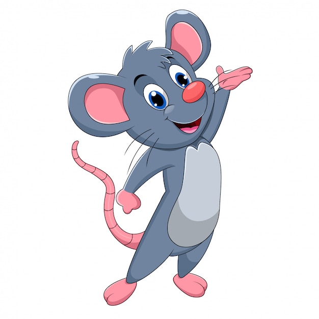 Schattige baby muis cartoon presenteren