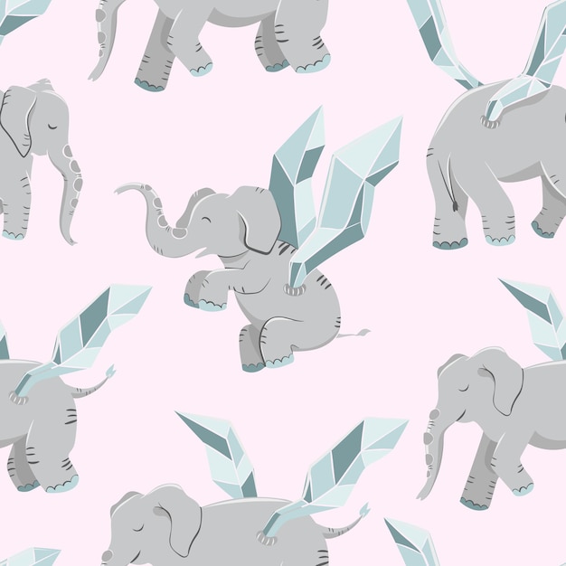 Schattige baby naadloze patroon magische olifanten naadloze achtergrond