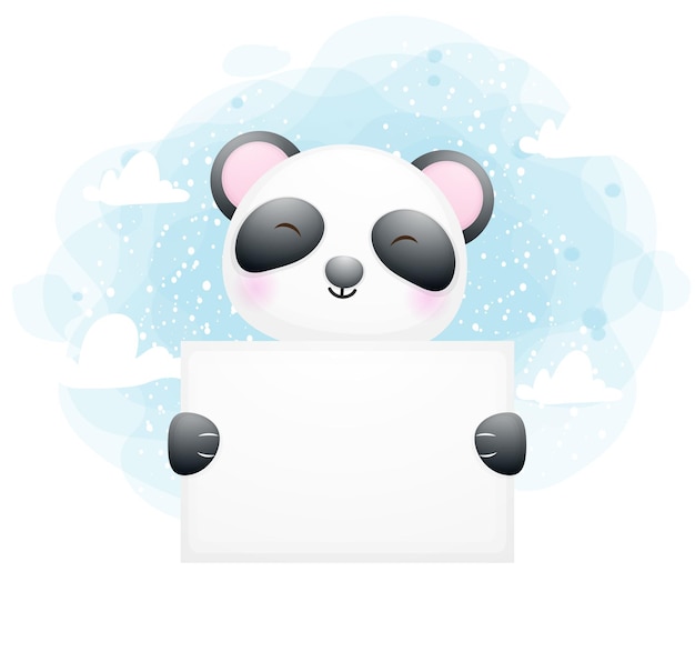 Vector schattige baby panda met wit bord