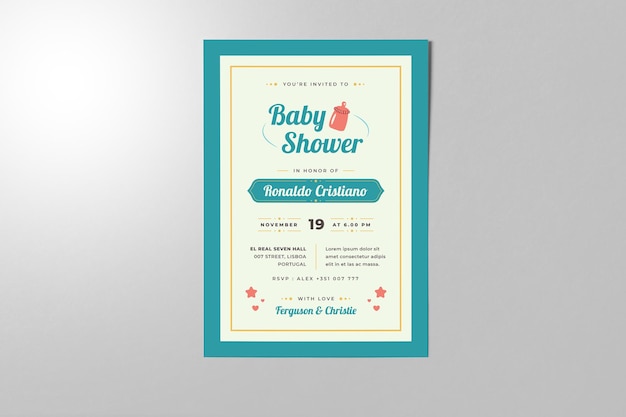 Schattige baby shower uitnodiging poster sjabloon