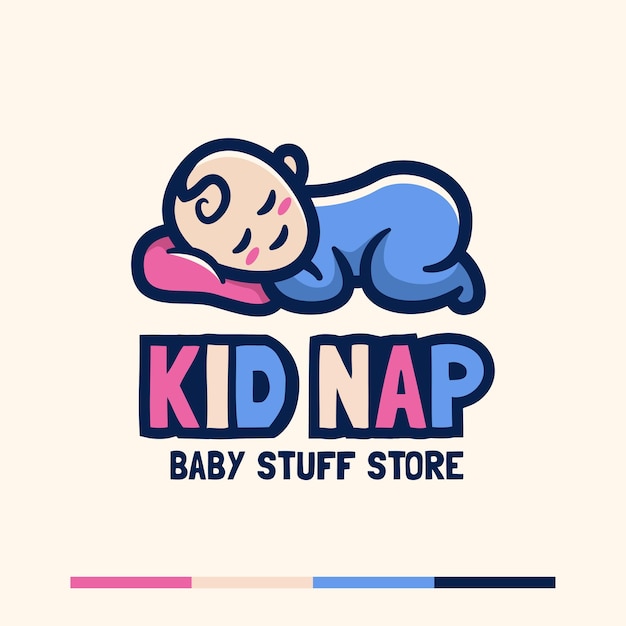 schattige baby slapen logo mascotte ontwerp