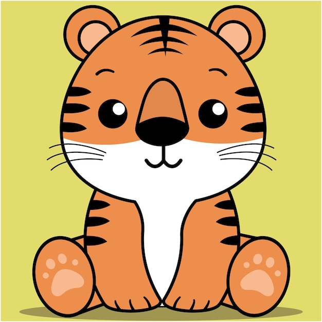 Vector schattige baby tijger, kawaii tijger zittend